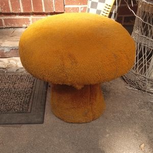 Vintage 1960s brown shag Mushroom ottoman